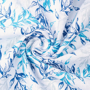 Bay Leaf Print Linen Look Fabric SV579017 White / Blue 2