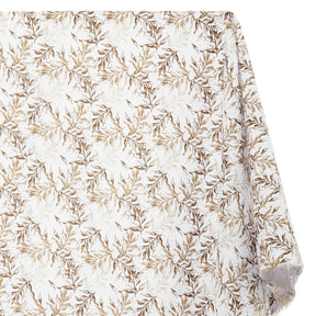 Bay Leaf Print Linen Look Fabric SV579018 White / Brown 1