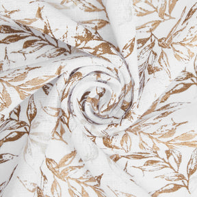 Bay Leaf Print Linen Look Fabric SV579018 White / Brown 2