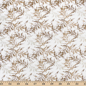 Bay Leaf Print Linen Look Fabric SV579018 White / Brown 3