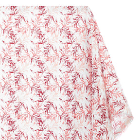 Bay Leaf Print Linen Look Fabric SV579019 White / Red 1