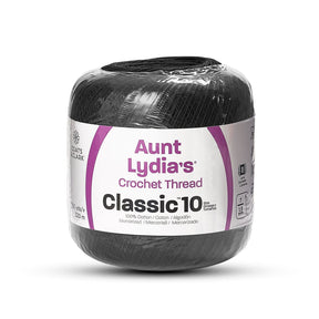 Aunt Lydias Classic Size 10 Cotton Crochet Thread SV579236 Black (350 Yards) Image A1