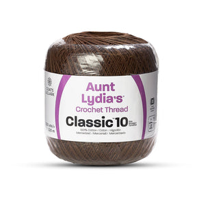 Aunt Lydias Classic Size 10 Cotton Crochet Thread SV579240 Fudge Brown (350 Yards) Image A1