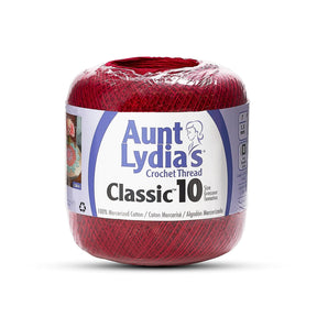 Aunt Lydias Classic Size 10 Cotton Crochet Thread SV579241 Cardinal Red (350 Yards) Image A1