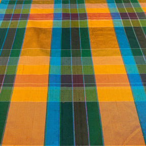 Silk Shantung Plaid Fabric SV574283 Green/Orange 1