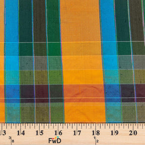 Silk Shantung Plaid Fabric SV574283 Green/Orange 3