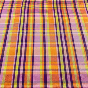 Silk Shantung Plaid Fabric SV575930 Orange/Purple 1