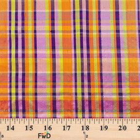 Silk Shantung Plaid Fabric SV575930 Orange/Purple 3