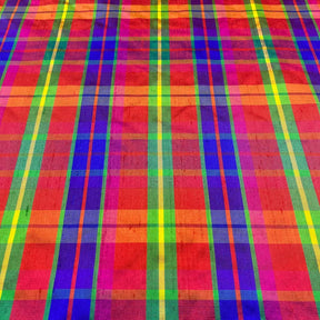 Silk Shantung Plaid Fabric SV574284 Red Multi 1
