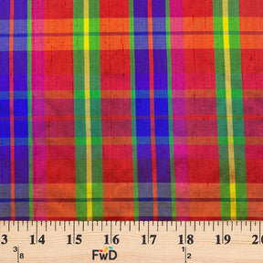 Silk Shantung Plaid Fabric SV574284 Red Multi 3