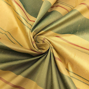 Silk Shantung Stripes Fabric SV575820 Gold/Green 2