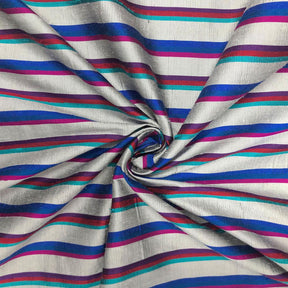 Silk Shantung Stripes Fabric SV575932 Turquoise/Silver 2