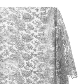 Embroidered Daisy Floral Lace Fabric SV578057 Silver 1