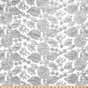 Embroidered Daisy Floral Lace Fabric SV578057 Silver 3