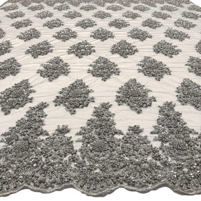 Spruce Bridal Lace Beaded Fabric SV574799 Silver 5