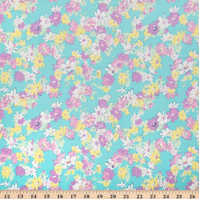 Spring Flower Broadcloth Fabric SV578062 Aqua 4