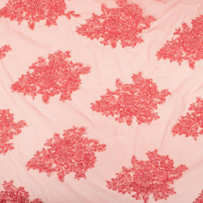 Spruce Bridal Lace Beaded Fabric SV570621 Coral 1