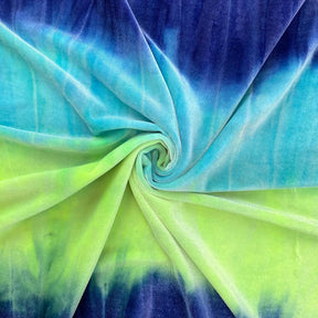Tie Dye Stretch Velvet Fabric SV577053 Blue/Green 1