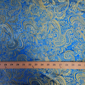 Gold Paisley Metallic Brocade Fabric SV570406 Turquoise / Gold 4