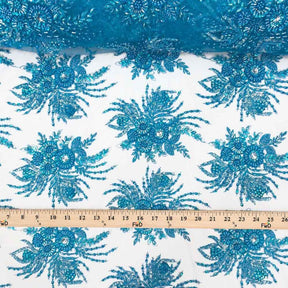 Celosia Bridal Lace Beaded Fabric SV573424 Turquoise 3