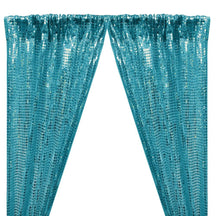 Hologram 8Mm Square Sequins Rod Pocket Curtains Turquoise 1