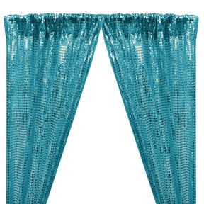 Hologram 8Mm Square Sequins Rod Pocket Curtains Turquoise 1