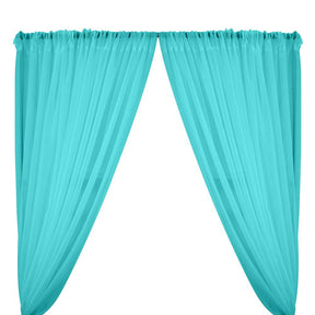 Sheer Voile Fire Retardant Rod Pocket Curtains Turquoise 1