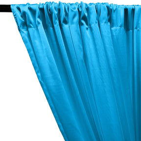 Stretch Charmeuse Satin Rod Pocket Curtains Turquoise 2