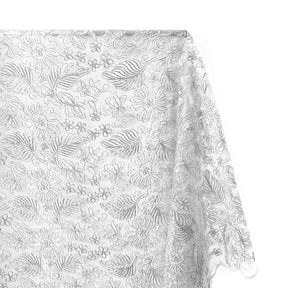 Embroidered Daisy Floral Lace Fabric SV578058 White 1