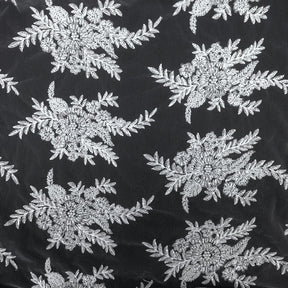 Floral Bridal Lace Beaded Fabric SV571094 White 2
