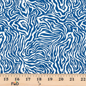 Zebra Print Cotton Fabric SV577473 White/Blue 3