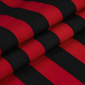 Striped Printed Cotton Poplin Fabric SV577443 Black/Red 2