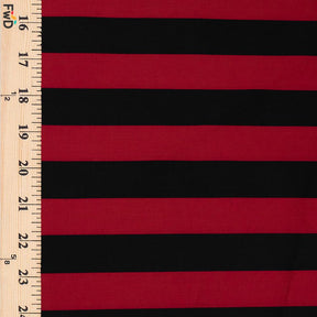 Striped Printed Cotton Poplin Fabric SV577443 Black/Red 3