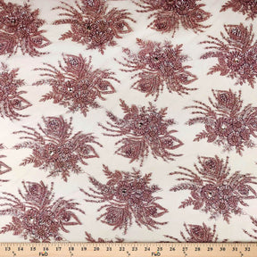 Celosia Bridal Lace Beaded Fabric SV577486 Dusty Rose 3
