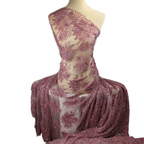 Celosia Bridal Lace Beaded Fabric SV577486 Dusty Rose 5