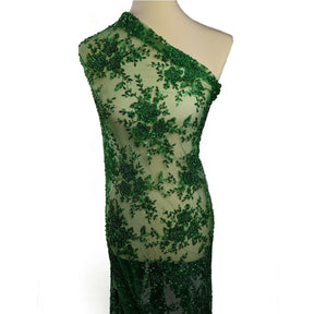 Ivy Bridal Lace Beaded Fabric SV577484 Kelly Green 5