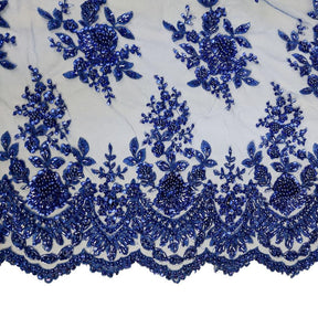 Dahlia Beaded Bridal Lace Fabric SV577494 Royal Blue 2