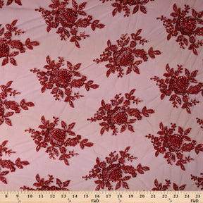 Dahlia Beaded Bridal Lace Fabric SV577493 Red 3