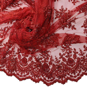 Dahlia Beaded Bridal Lace Fabric SV577493 Red 4