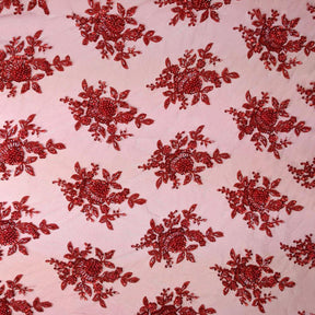 Dahlia Beaded Bridal Lace Fabric SV577493 Red 1