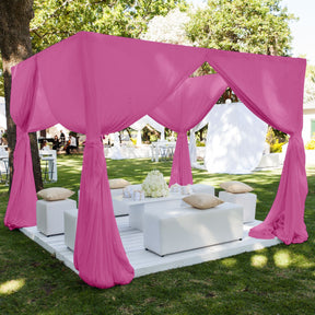 Polyester Chiffon Rod Pocket Curtains Magenta 3