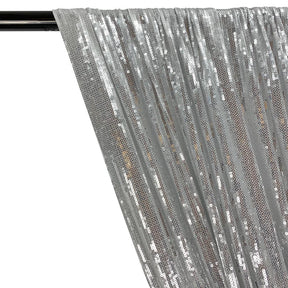 All Over Micro Sequins Starlight On Stretch Mesh Rod Pocket Curtains Silver 2