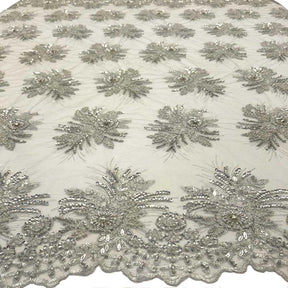 Gloriosa Bridal Lace Beaded Fabric SV573430 Silver 6