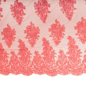 Spruce Bridal Lace Beaded Fabric SV570621 Coral 2