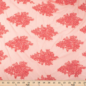 Spruce Bridal Lace Beaded Fabric SV570621 Coral 3