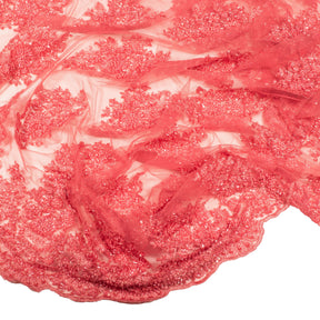 Spruce Bridal Lace Beaded Fabric SV570621 Coral 4
