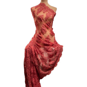 Spruce Bridal Lace Beaded Fabric SV570621 Coral 5