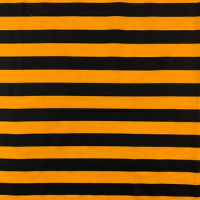 Striped Printed Cotton Poplin Fabric SV577439 Black/Gold 1