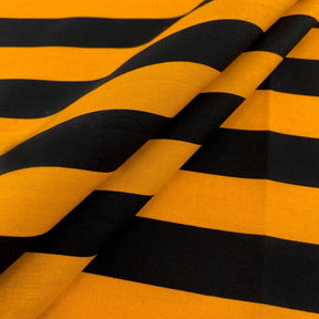 Striped Printed Cotton Poplin Fabric SV577439 Black/Gold 2