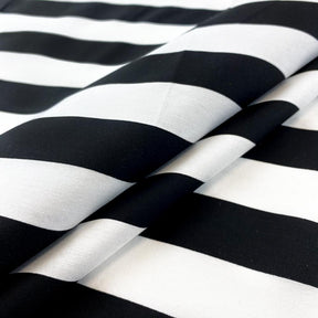 Striped Printed Cotton Poplin Fabric SV577440 Black/White 2